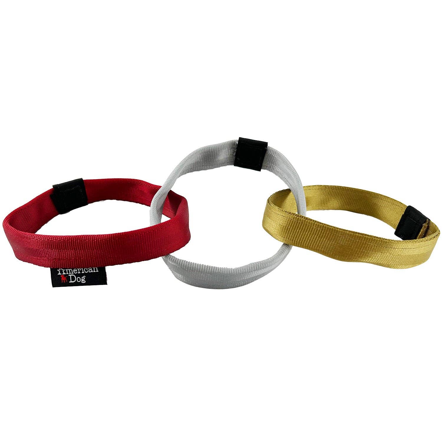 American Dog Lucky Dog Tree Garland Seat Belt Tug – slitstark dragleksak i säkerhetsbältesmaterial