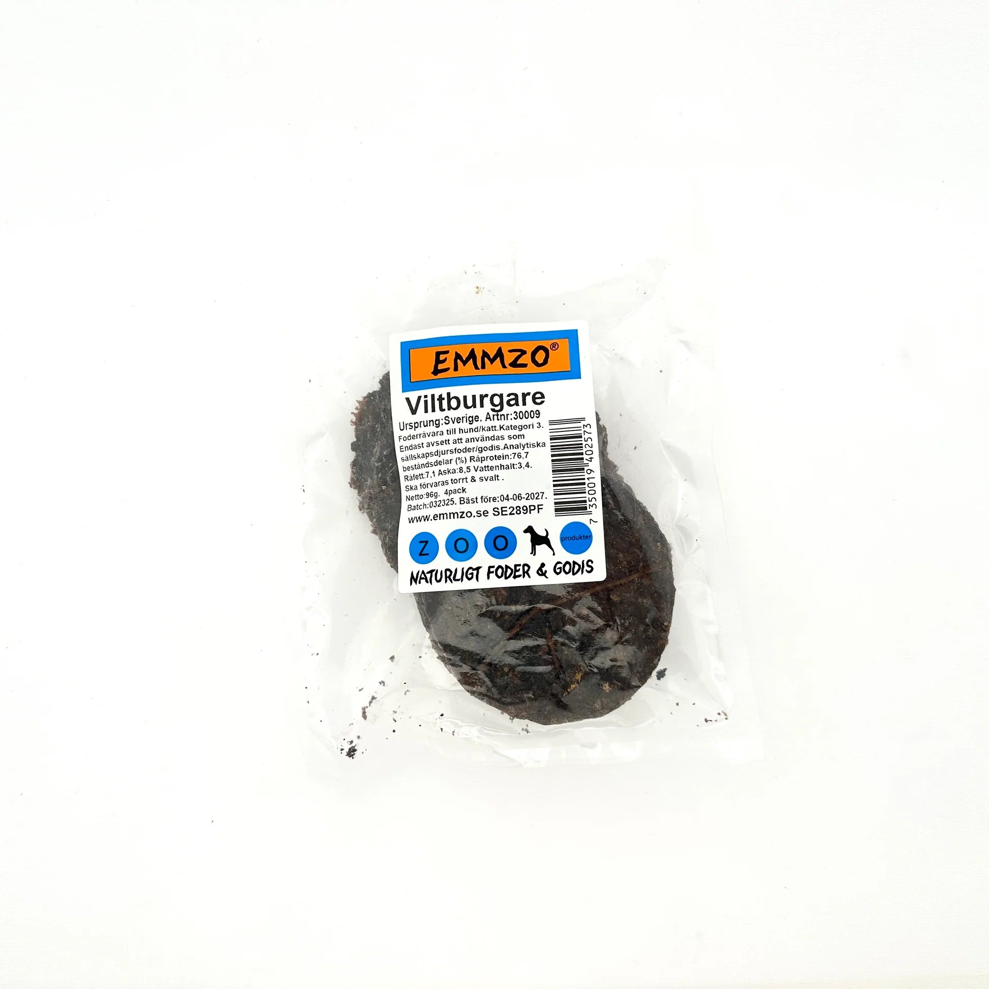 Emmzo Viltburgare 4-pack 🇸🇪 – Naturligt Hundgodis av Vilt för Hundar | Staffeshoppen