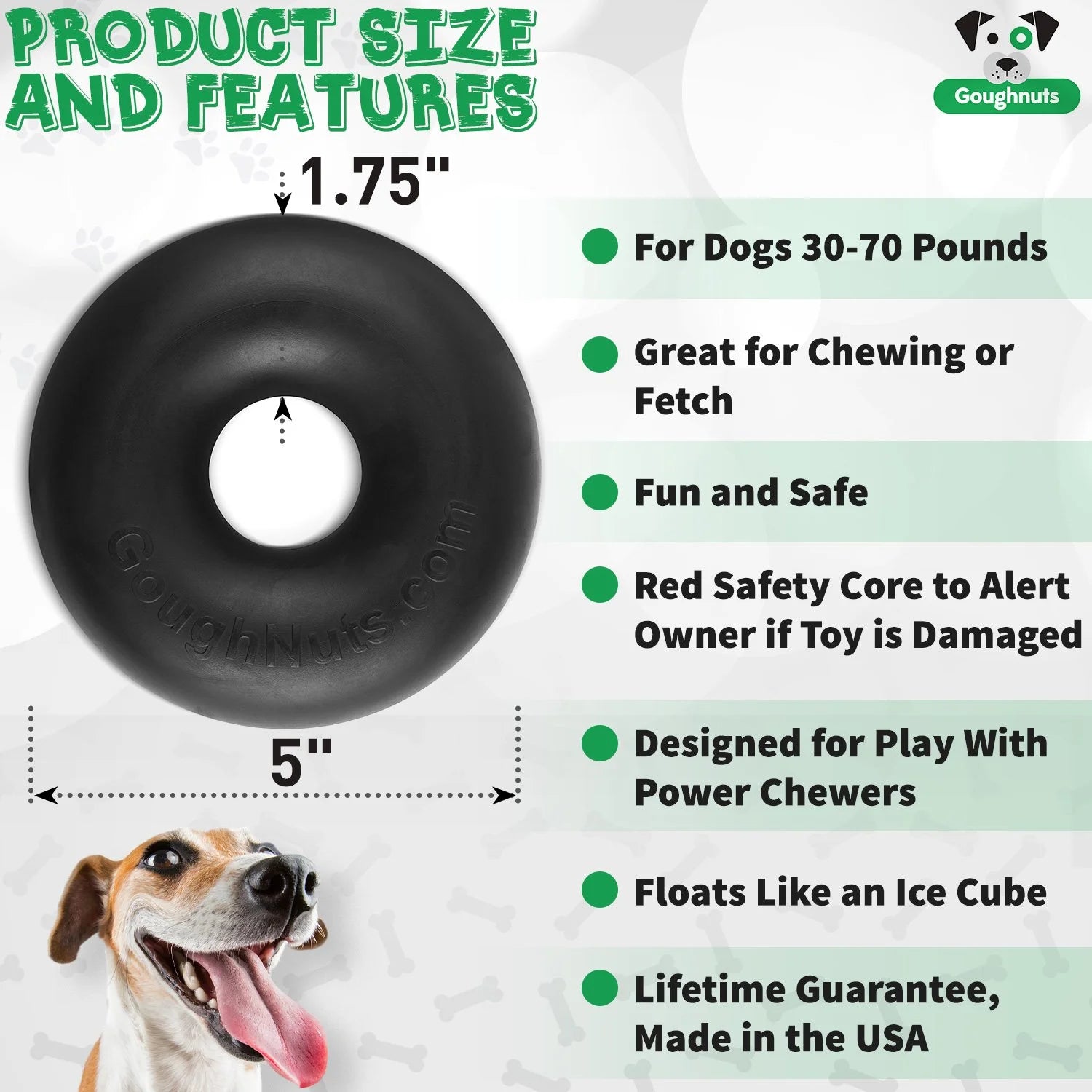 Goughnuts Power Chewer Ring – Svart Medium | Livstidsgaranti