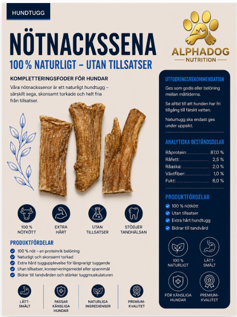 Nötnackssenor – naturligt hundtugg med extra lång tuggtid