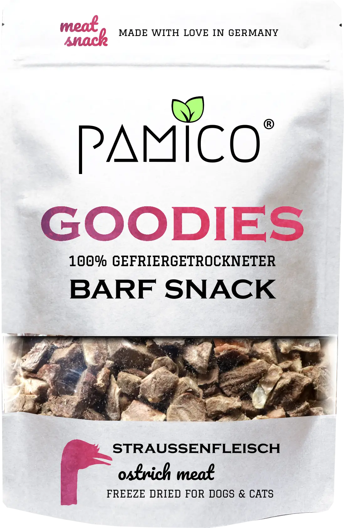 Frystorkat strutskött | BARF Snack för hundar & katter