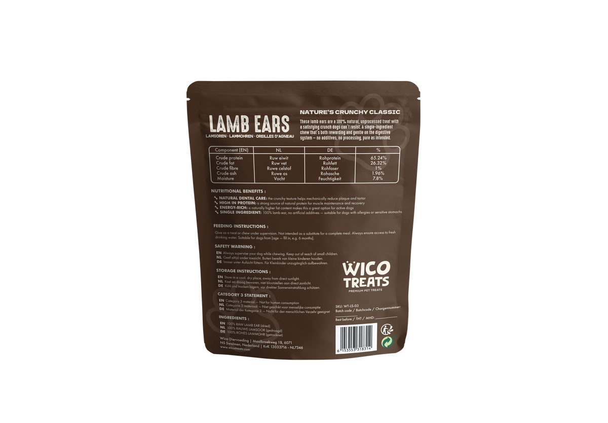 Lammöron – ca 7 st | 100 % naturligt hundtugg utan päls