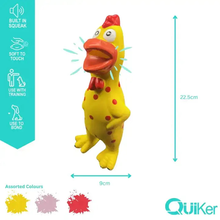Quiker Pet Products - Latex Tjutande Kyckling Hund Leksak - 3-pack Inner