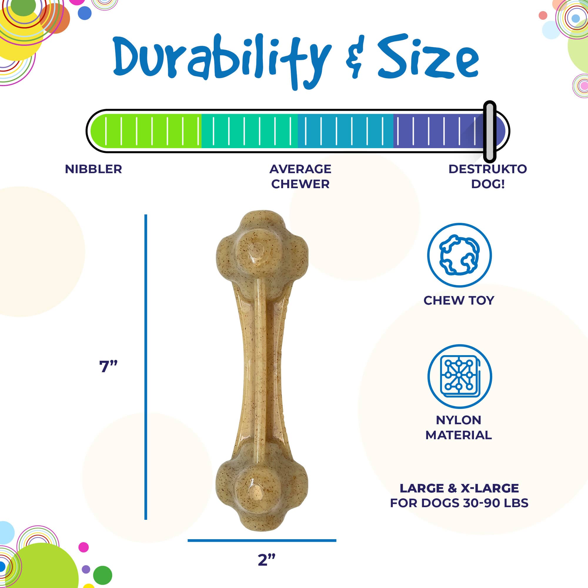 SodaPup Dog Toys - Knucklebone Ultra hållbara nylon hund tugga ben