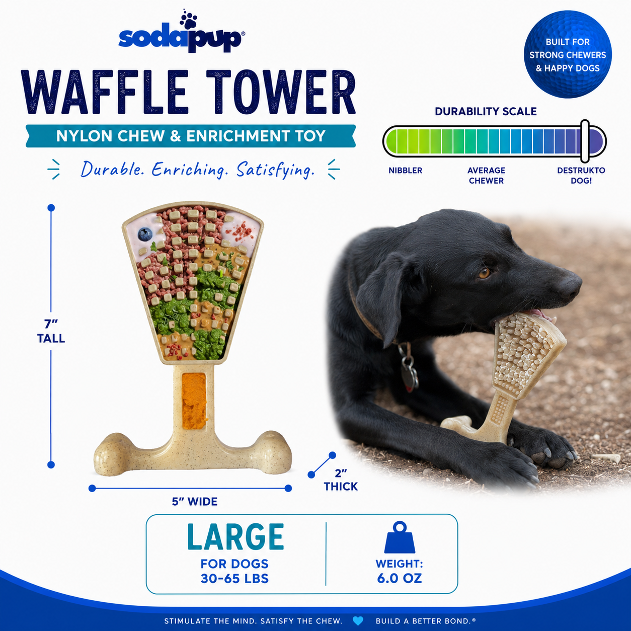 Waffle Tower – nylontugg och berikningsleksak för hund