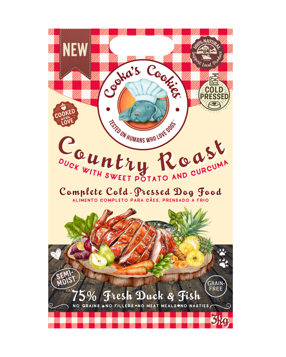 Country Roast – Kallpressat hundfoder med 75 % anka & fisk, 3 kg