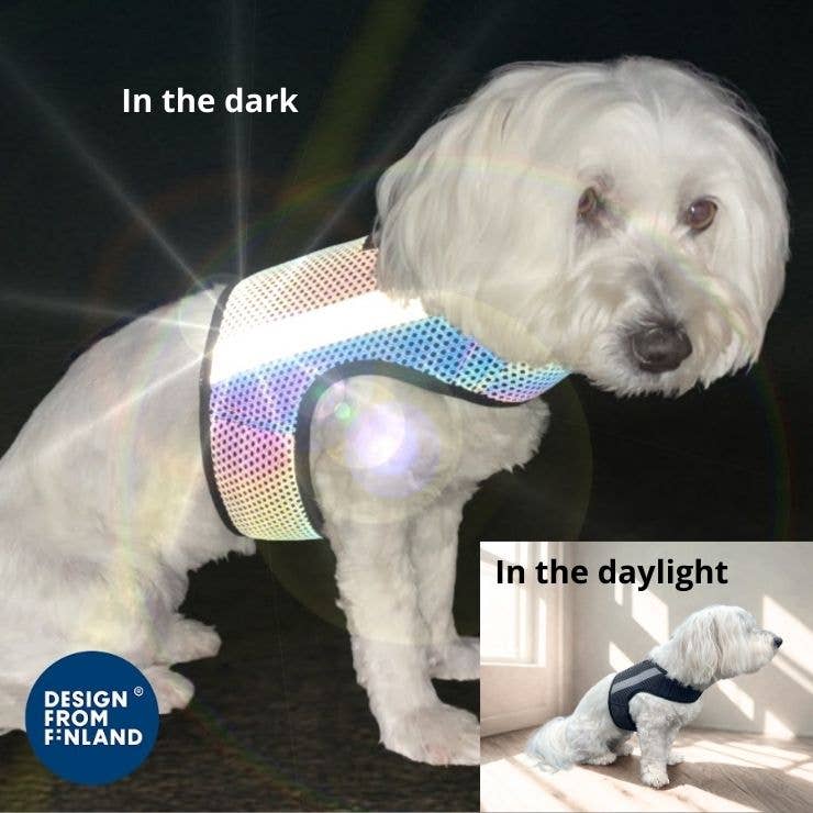 GLOW – Helreflekterande reflexväst för hund med regnbågseffekt