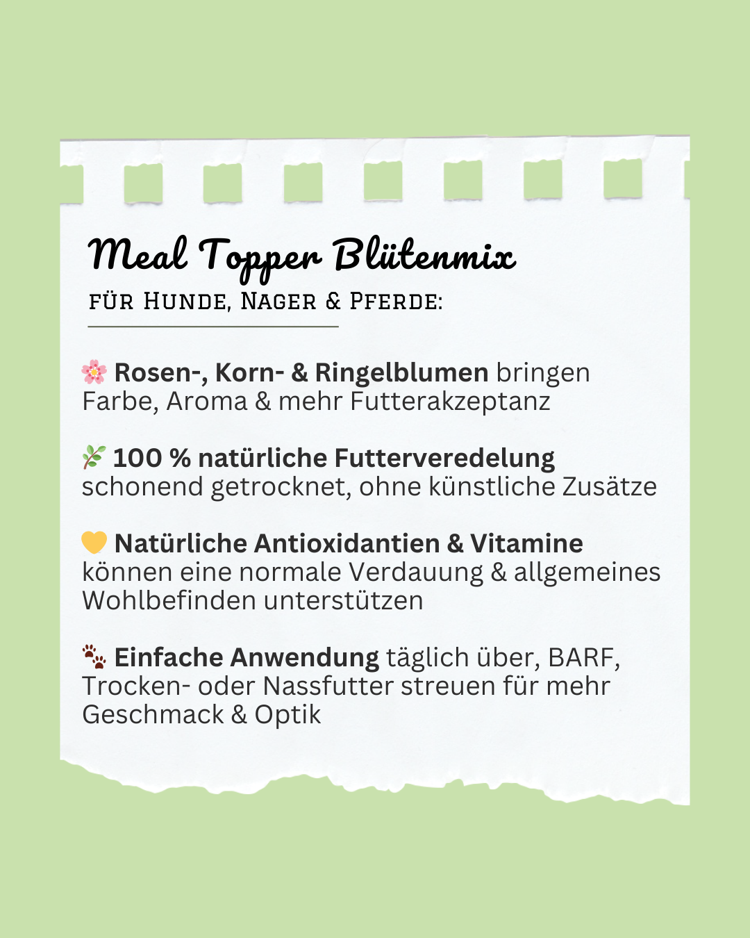 Botanisk Superfood BARF-topping – Ros, blåklint & ringblomma
