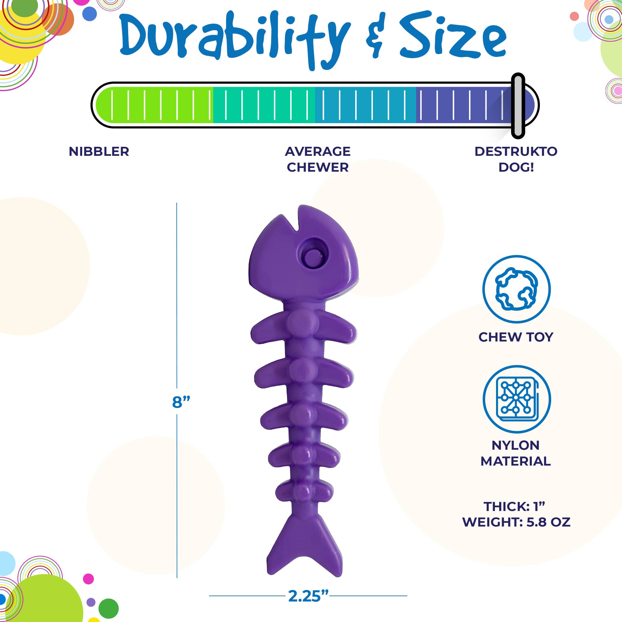 SodaPup Dog Toys - Fish Bone Ultra Slitstark Nylon tuggleksak: Brun