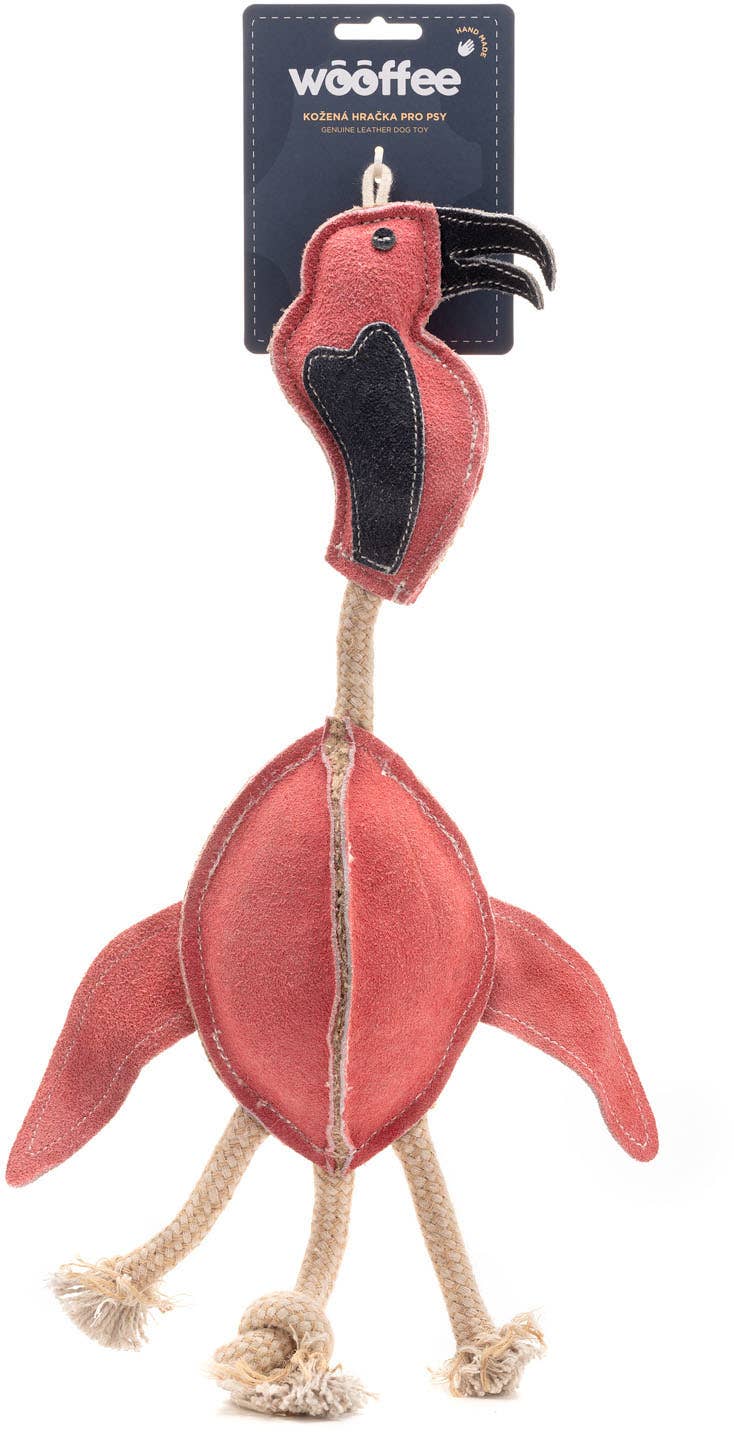 Wooffee - Wooffee läderflamingo med rep