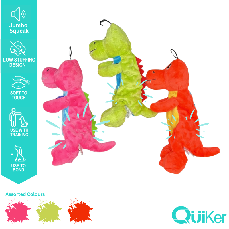 Low-Stuffing Dino – Plyschleksak med jumbo-pip (30 cm)
